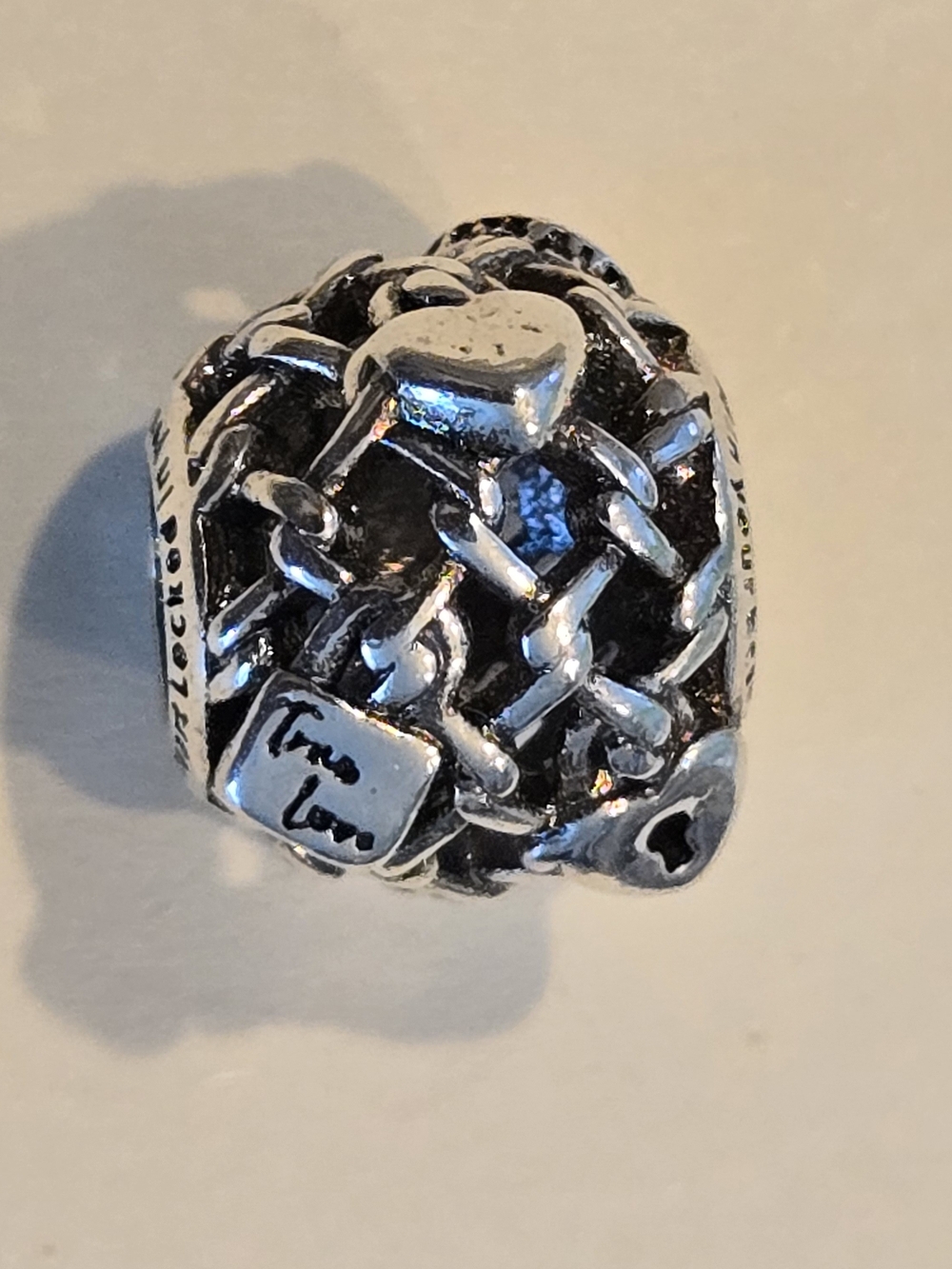 Sterling Silver Woven Heart Charm - Love Accent